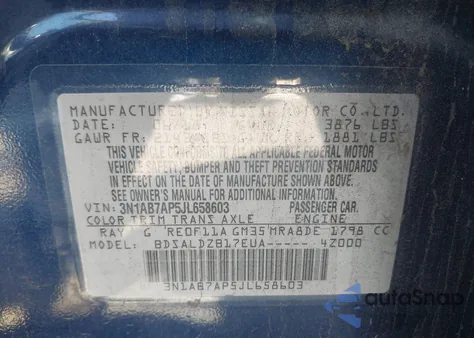 2018 Nissan Sentra Sv from USA, damaged, VIN 3N1AB7AP5JL658603